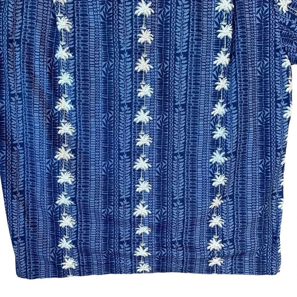 Pacific Legend Hawaiian Short Sleeve Button Down Shirt XL Blue White Palm Trees - Picture 9 of 16